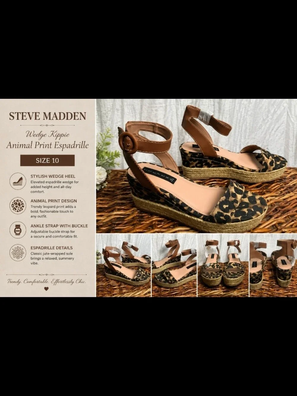 STEVE MADDEN Wedge Kippie Animal Print Espadrille 10
